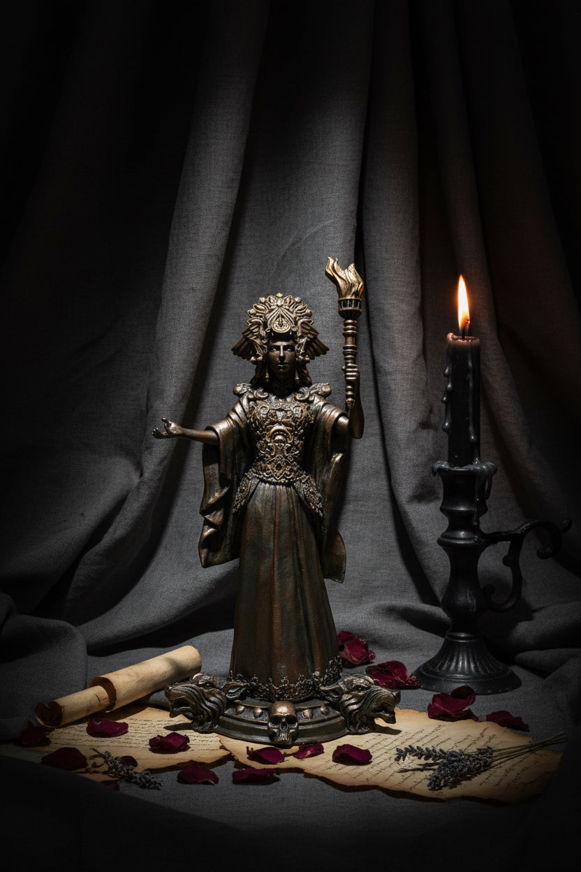 Hecate - Goddess of Witchcraft and Magic Statue in gold