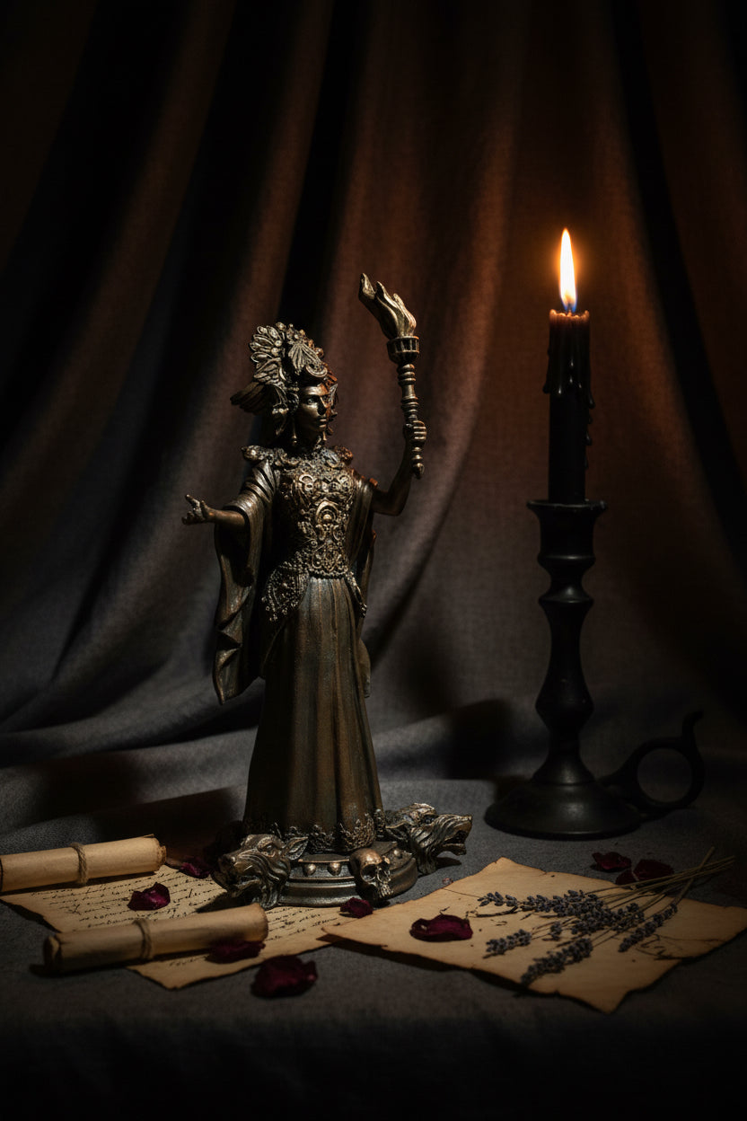 Hecate - Goddess of Witchcraft and Magic Statue in gold
