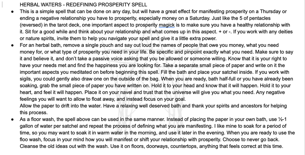 Herbal Waters - Floor Wash, Herbal Bath, Spell Kits - Redefining Prosperity
