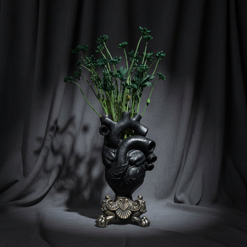 Anatomical Heart Vase, Black Finish