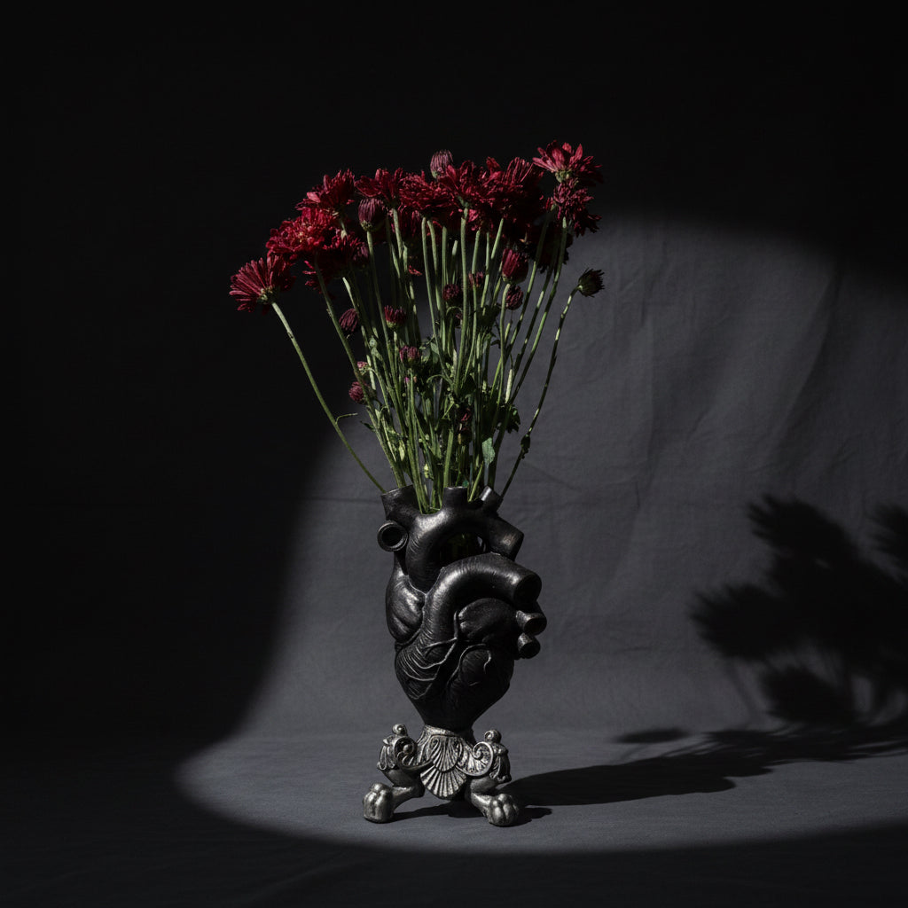 Anatomical Heart Vase, Black Finish