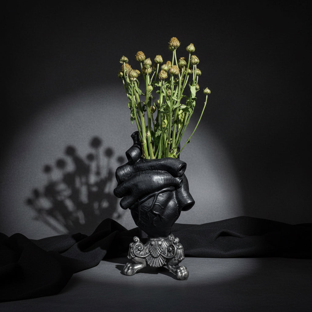 Anatomical Heart Vase, Black Finish