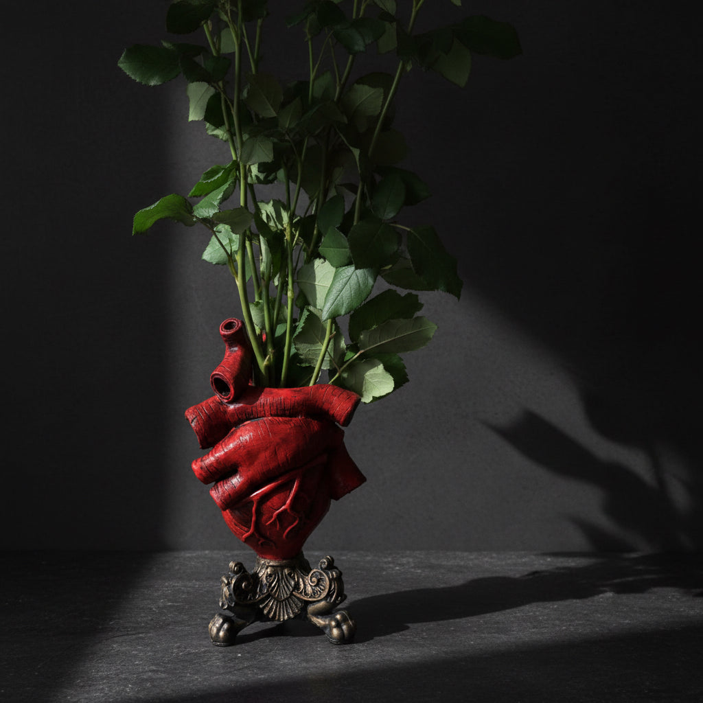 Anatomical Heart Vase, Red Finish