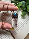 Diaphonized Pinkie Mouse Wet Specimen and Labradorite Necklace
