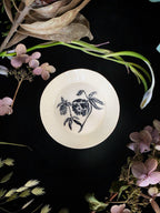 Black Sgraffito Hellebore Ceramic Offering Plates