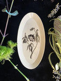 Black Sgraffito Hellebore Ceramic Offering Plates